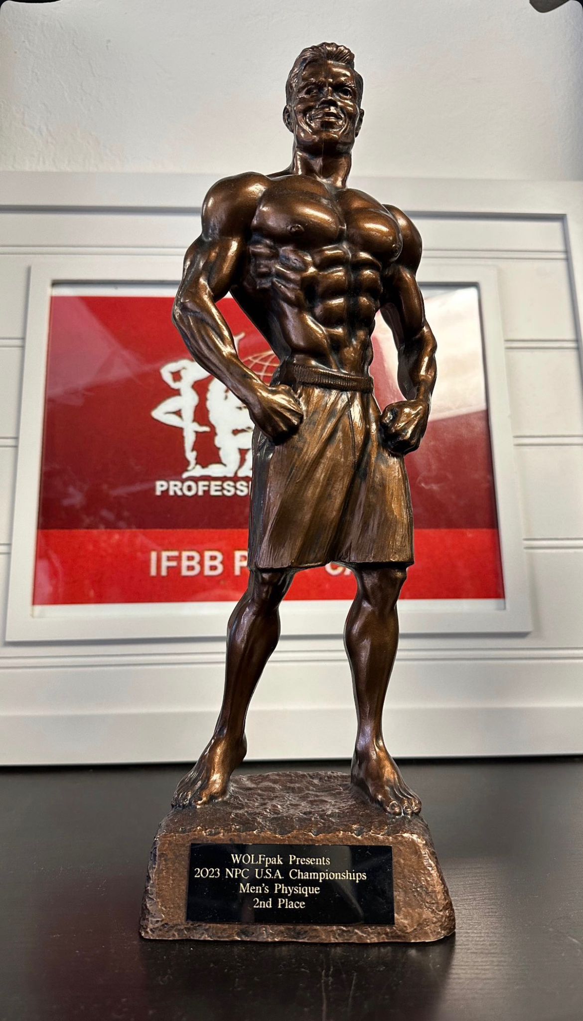 2023 NPC U.S.A. Championships Men's Physique 2nd place trophy